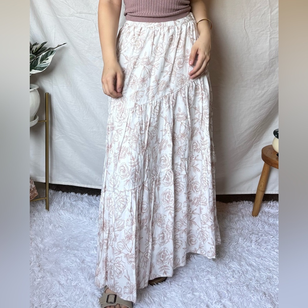 Sincerely Jules White and Pink Floral Maxi Skirt